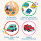 Battat- Wonder Wheels- Set of 6 Mini Toy Cars For Kids - Race Car, Truck, Taxi, Police Car, Retro Car, 4x4 - Pretend Play- Recyc