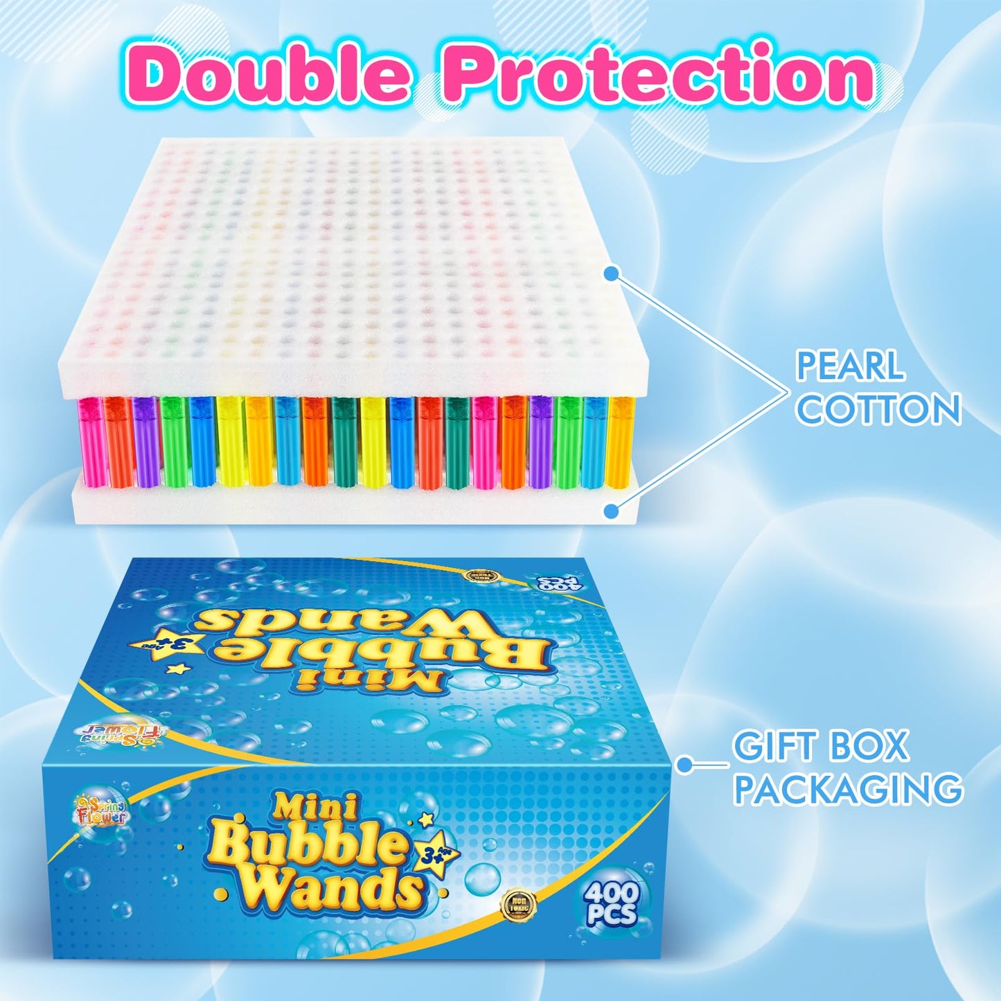 Springflower 400 Pcs Mini Bubble Wand, Bubble Bulk For Kids, Party Favor Supply, Themed Birthday, Summer Outdoor Activities, Bub