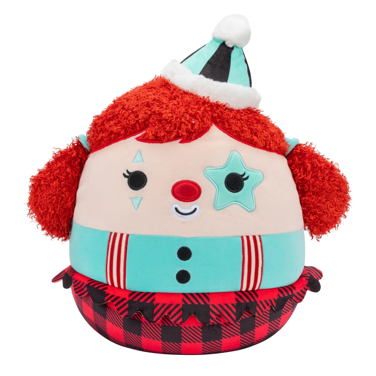 Squishmallows Original 12-Inch Eurydice Clown Plush - Teal Star Eye Patch, Model SQCR05850, Soft Polyester Toy