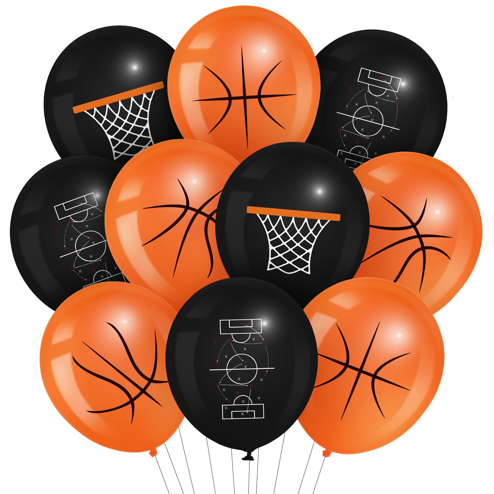 Censen 45 Pieces Basketball Balloons Party Decorations 12 Inch Basketball Latex Balloons for Sports Themed Birthday Party Decora