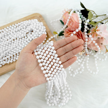 ZZYFGH 33'' 7mm St Patricks Day Beads Necklace, White Bead Necklace Bulk, Mardi Gras Round Beaded Necklaces for Party Favors Cos