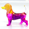 Sansukjai Hand Blown Glass Dachshund Figurine - Pink Yellow Dog Collectible Art Decor