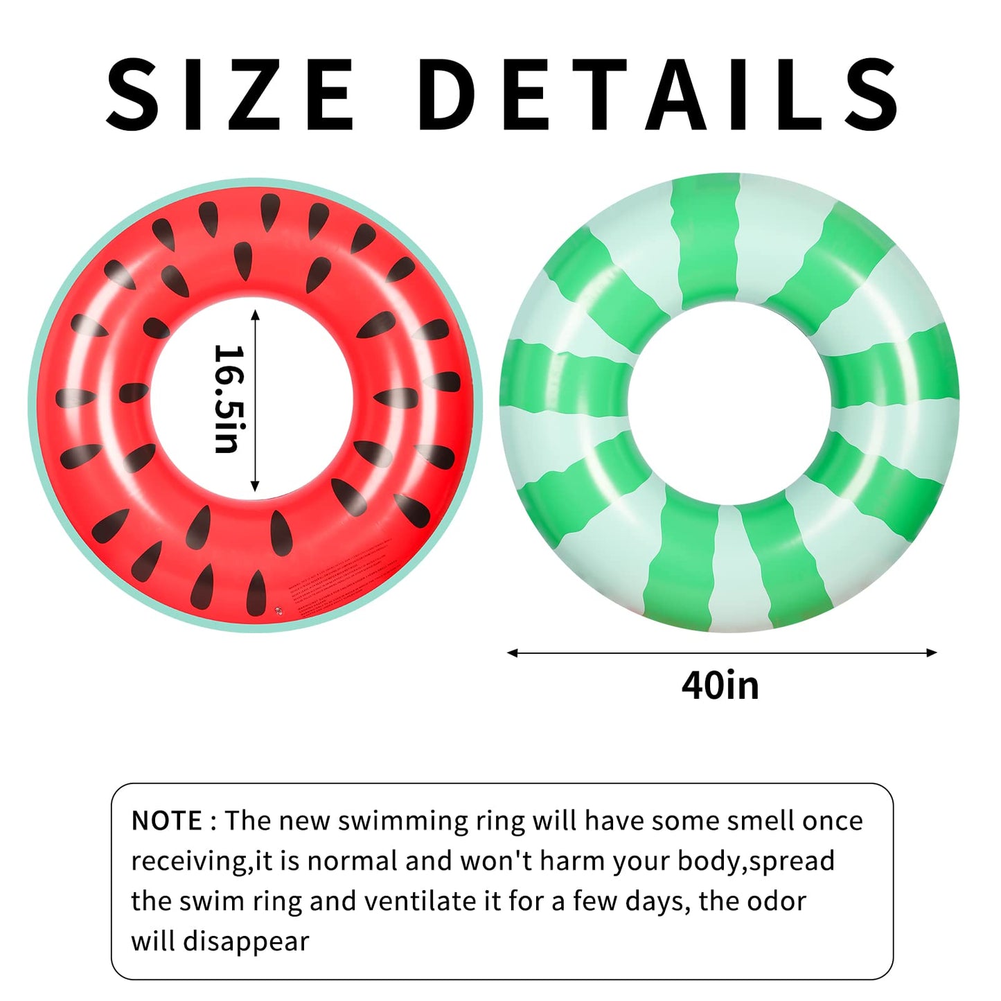 Inflatable Watermelon Pool Float for mature-themed Large Swimming Tube 4Feet Ring mature-themed Floaties Outdoor Swim Pool Toy Party Decoration