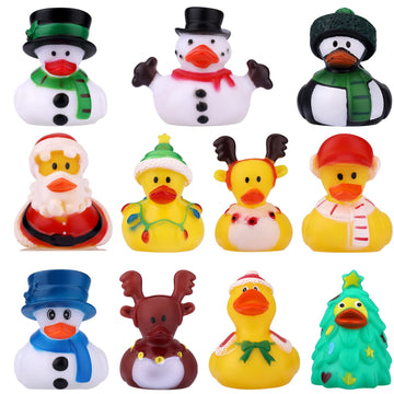 11Pcs Christmas Rubber Ducks, Bath Rubber Ducky Toys Cute Assorted Holiday Rubber Ducks For Christmas Holiday Celebrations Party