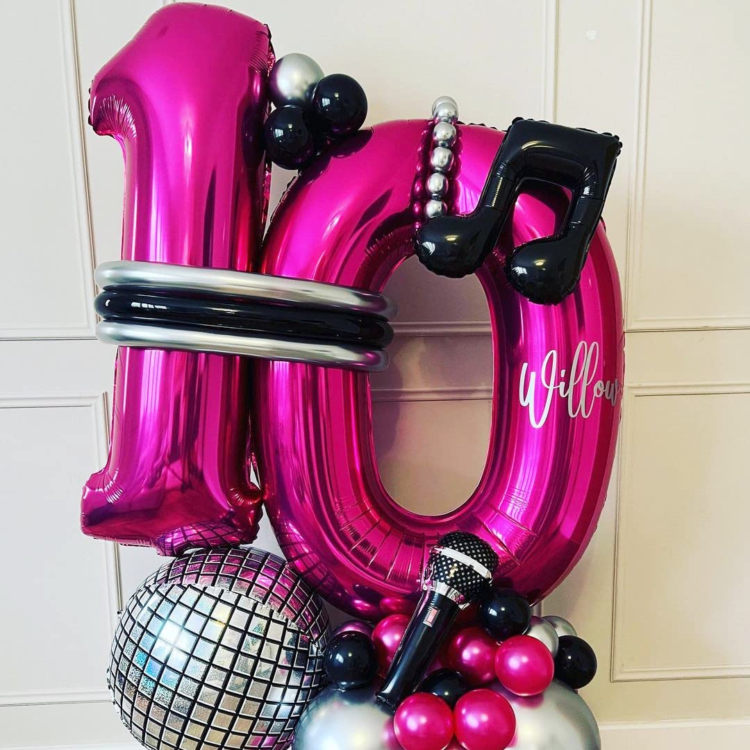 Hot Pink 10 Balloon Numbers,40 Inch 10Th Birthday Balloon Foil Mylar Number 10 Balloon Large Dark Pink Number Balloons For Birthday Party Anniversary Festival Decorations