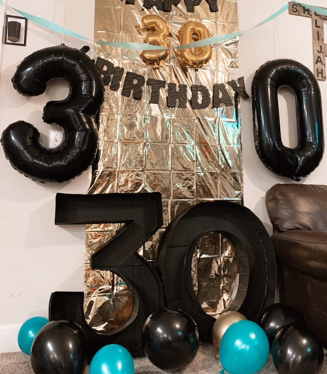 40 Inch Number 7 Balloon, Jumbo Black Seven Birthday Decorations, 7 17 27 70 Year Old Balloon, Mylar Foil Balloon Number For Eng