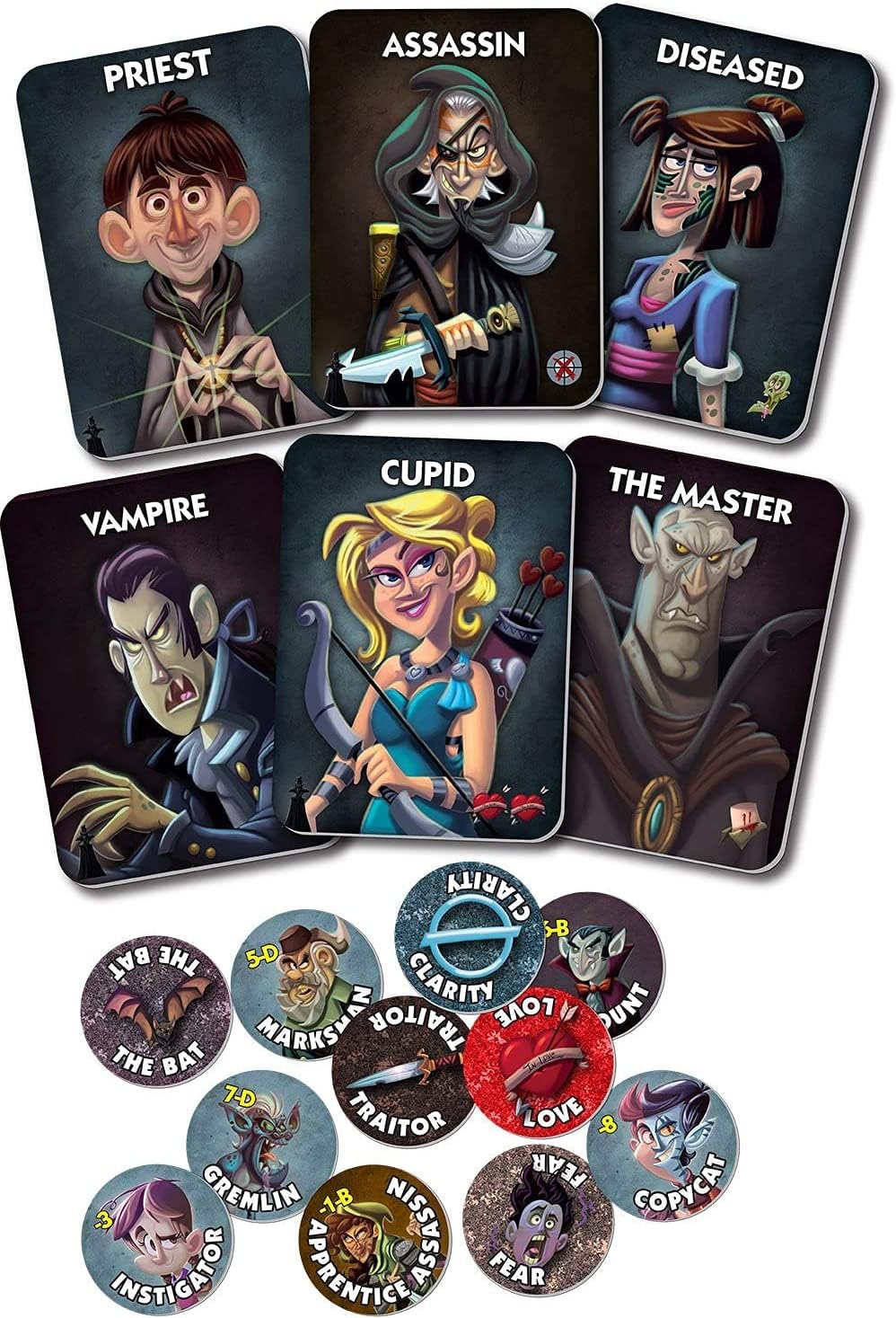 Bezier Games One Night Ultimate Vampire Party Game – Fast-Paced, Multi-colored, Cardboard, Model ASM099V