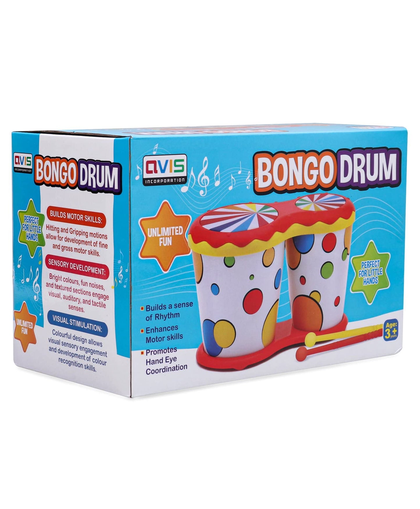 Toy Vibes Bongo Drum For Kids | Playgame For Kids And Childrens | Fun And Activity For Children Multi Color