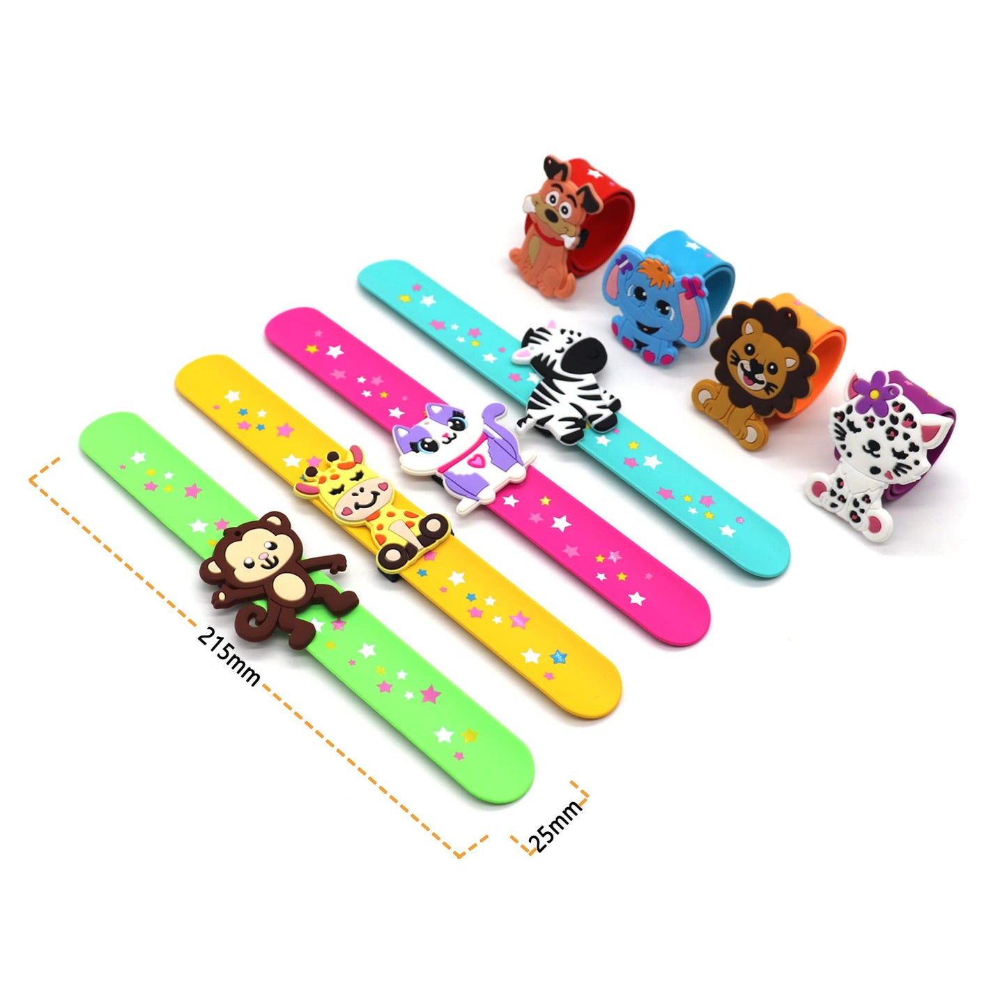 PAITUEND Animals Slap Bracelets Party Favors for Kids(8pack)-Wild One Goodie Bag Stuffers for Boys&Girls Animals Theme Party Sup