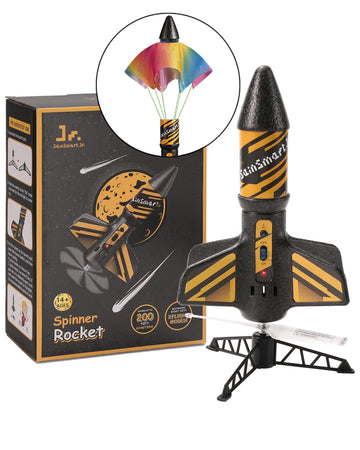 Sainsmart Jr. Rocket Launcher For Kids, 200 Feet Of Flight Altitude, Motorized Air Rocket With Parachute, Self-Launching Outdoor Toy With Safely Land, Black