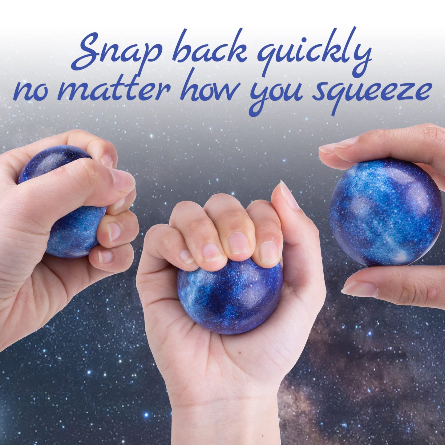Lovestown Galaxy Stress Balls Bulk, 50Pcs Foam Stress Balls 2 Inch Squeeze Balls For Stress Relief Outer Space Astronaut Party Class Reward