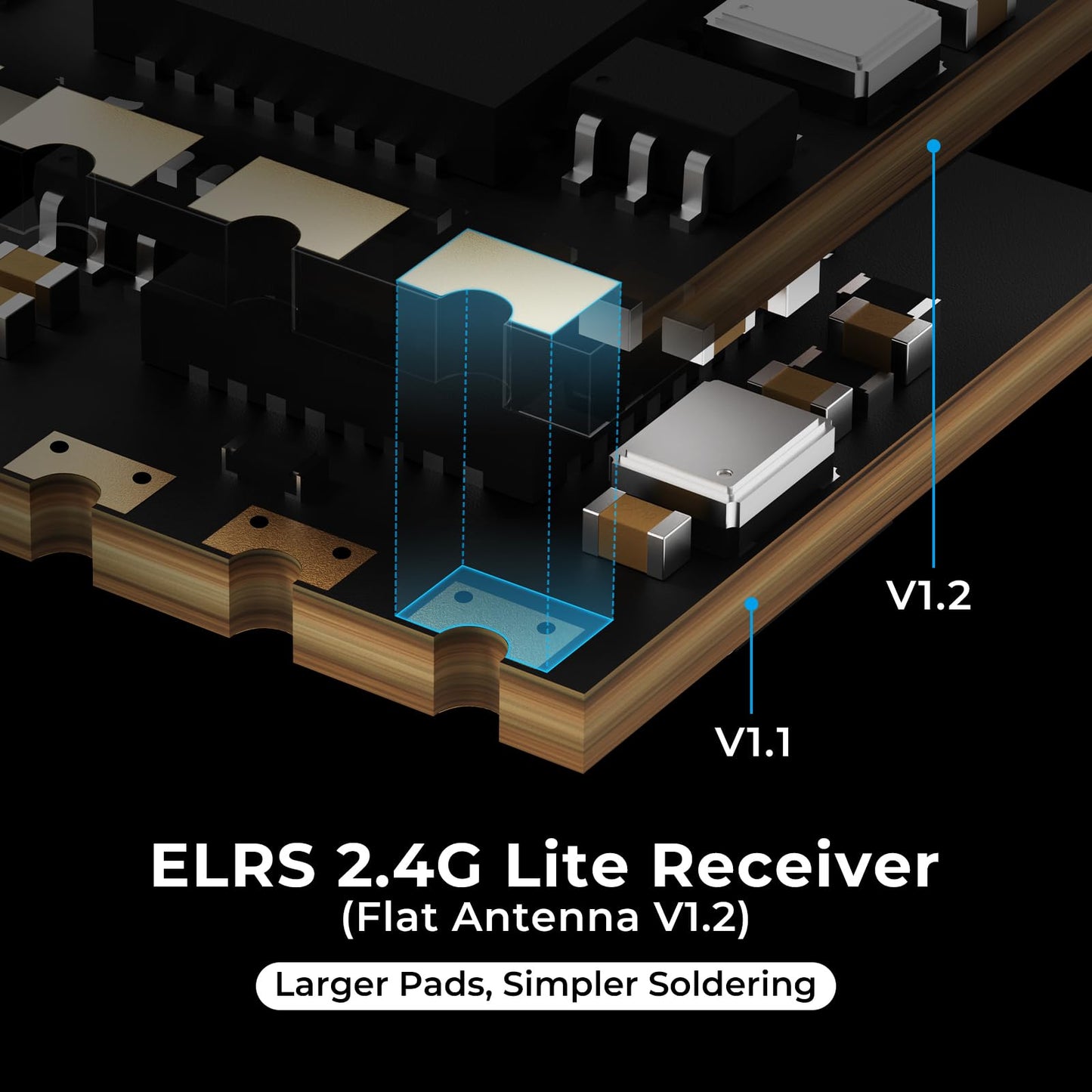 BETAFPV ExpressLRS Lite Receiver with Flat SMD Ceramic Antenna High Refresh Rate Long Range Performance Compatible for 65/75/85m