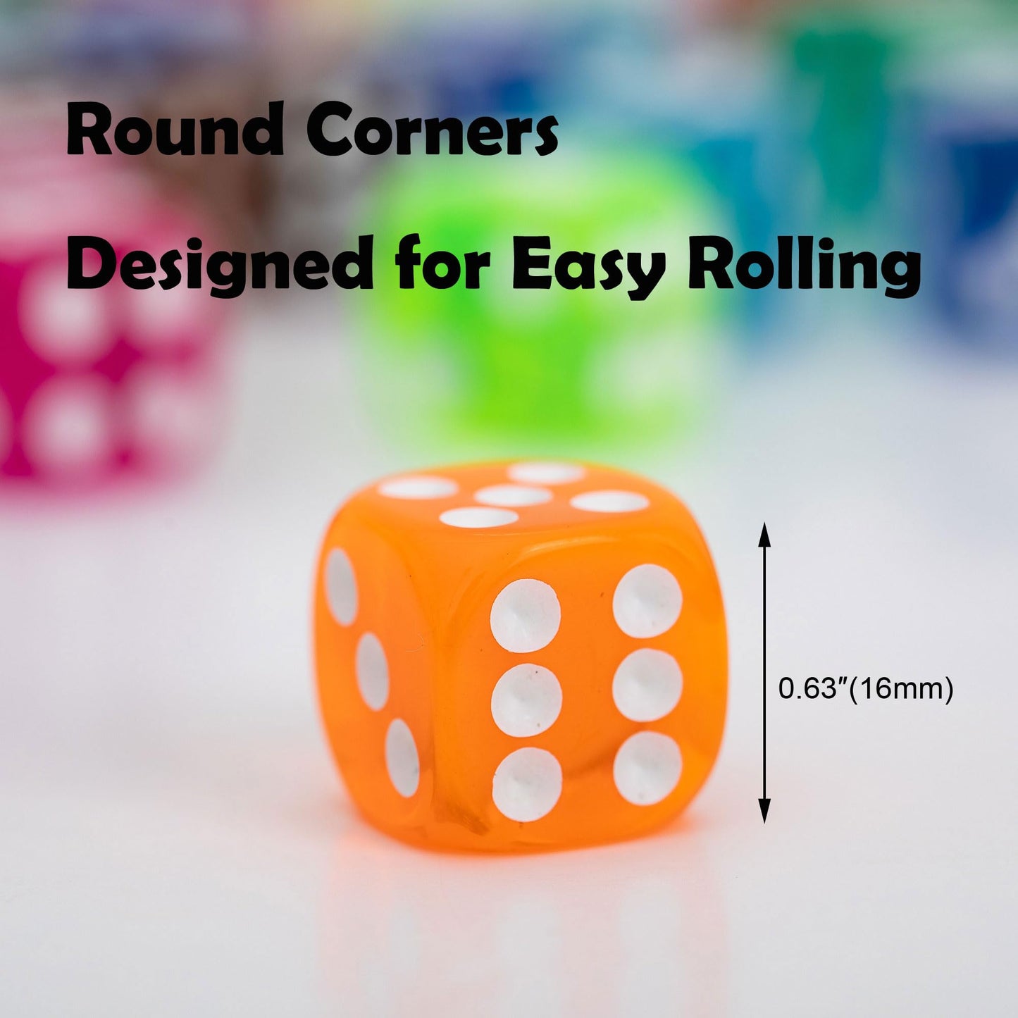 120 Pieces 16MM Dice Set, 6 Sided Standard Game Dices with Portable Box for Board Games,Worker Placement,Math Activities(Translu