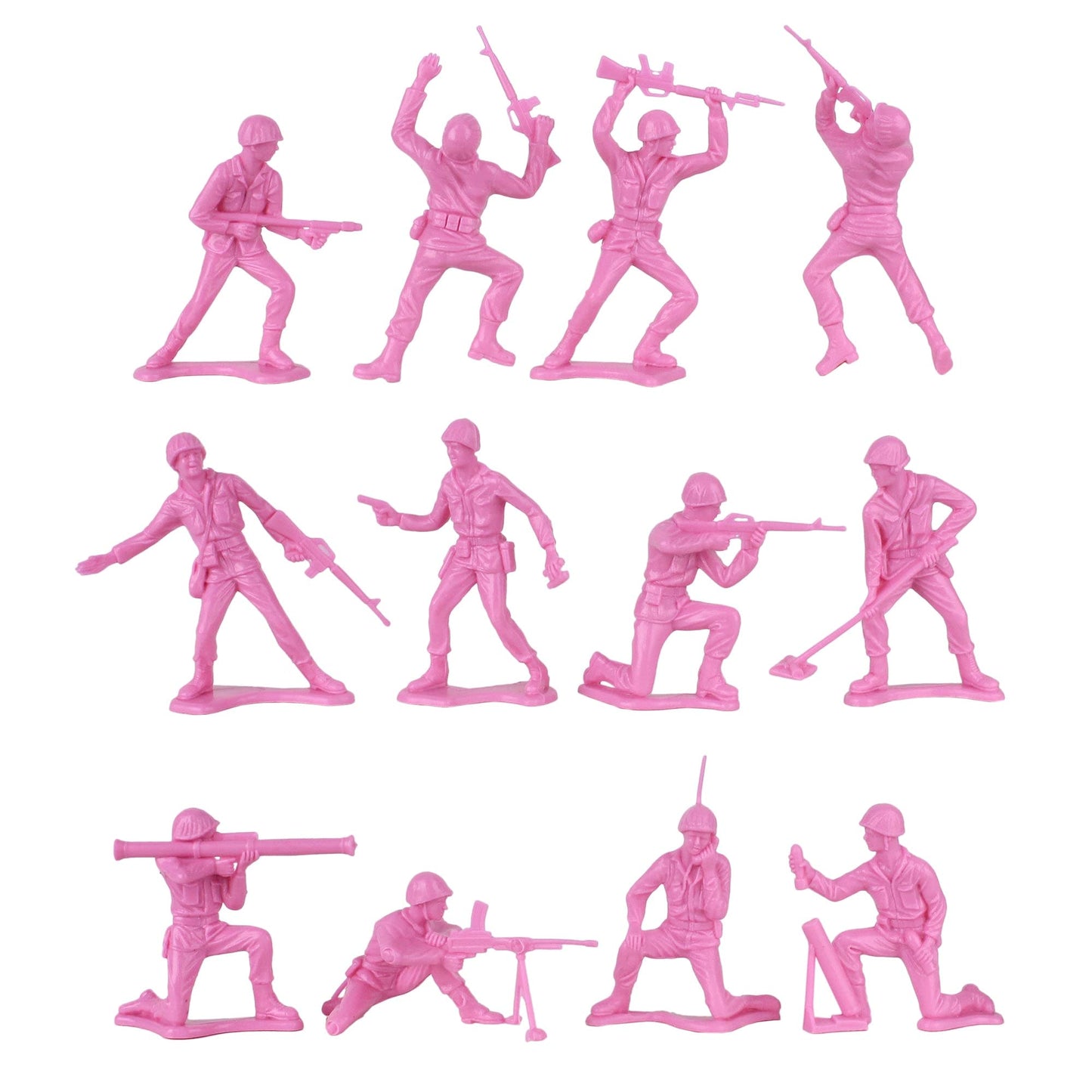 Tim Mee Toy Pink Plastic Army Men - 48pc Toy Soldier Figures, Made in USA, Model TM-67701