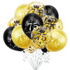 SHUNTAI 75th Birthday Balloons, 12 Inch Black and Gold Latex Confetti, 15 Pack Decorations for Men Women