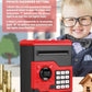 Playsheek Piggy Bank For Girls Boys Large Electronic Money Coin Banks With Password Protection, Automatic Paper Money Scroll Saving Box, Great Gift For Kids (Black-Red)