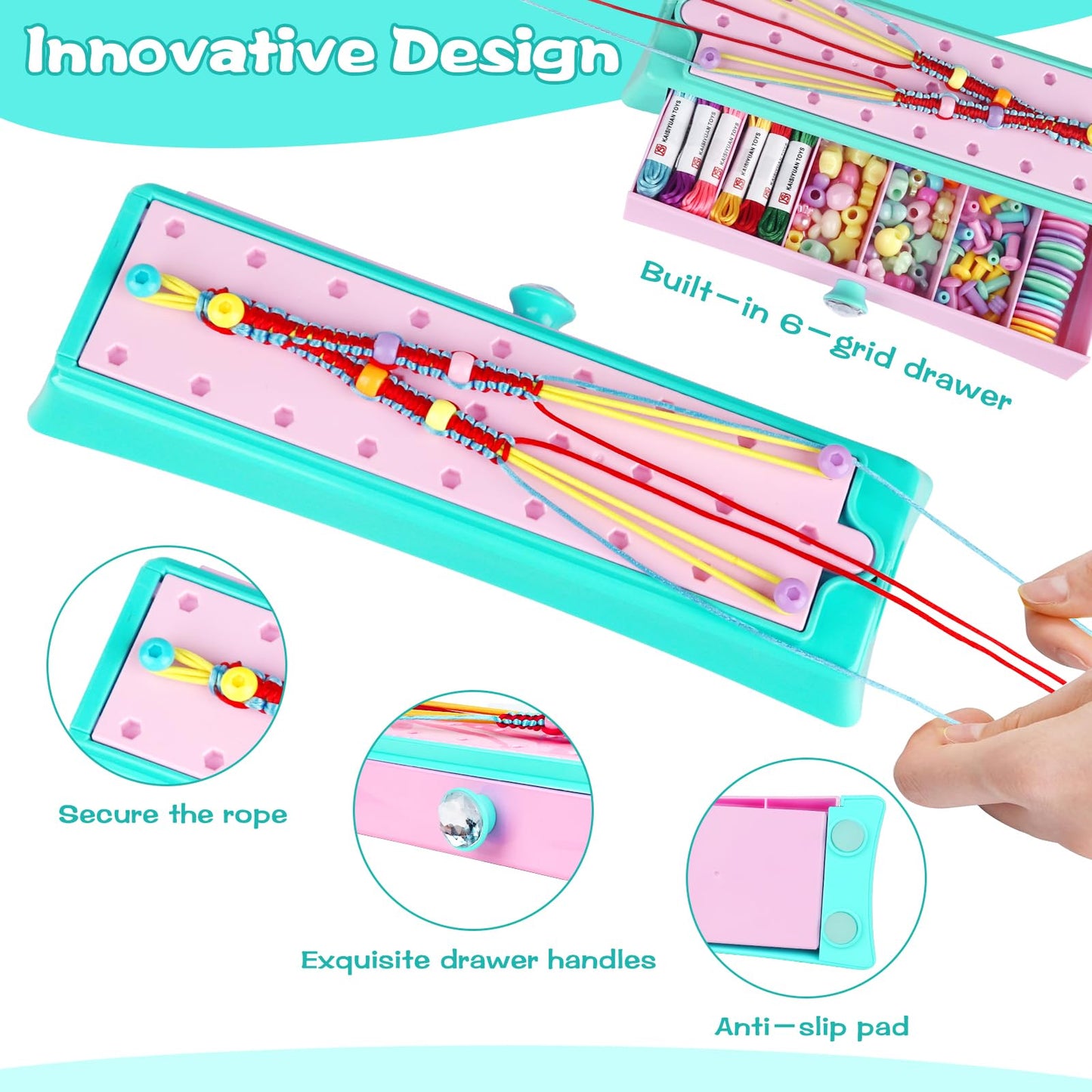 Friendship Bracelet Making Kit Toys for Girls, DIY Arts and Crafts for Kids Ages 8-12, Jewelry String Bracelets Maker Kit, Chris