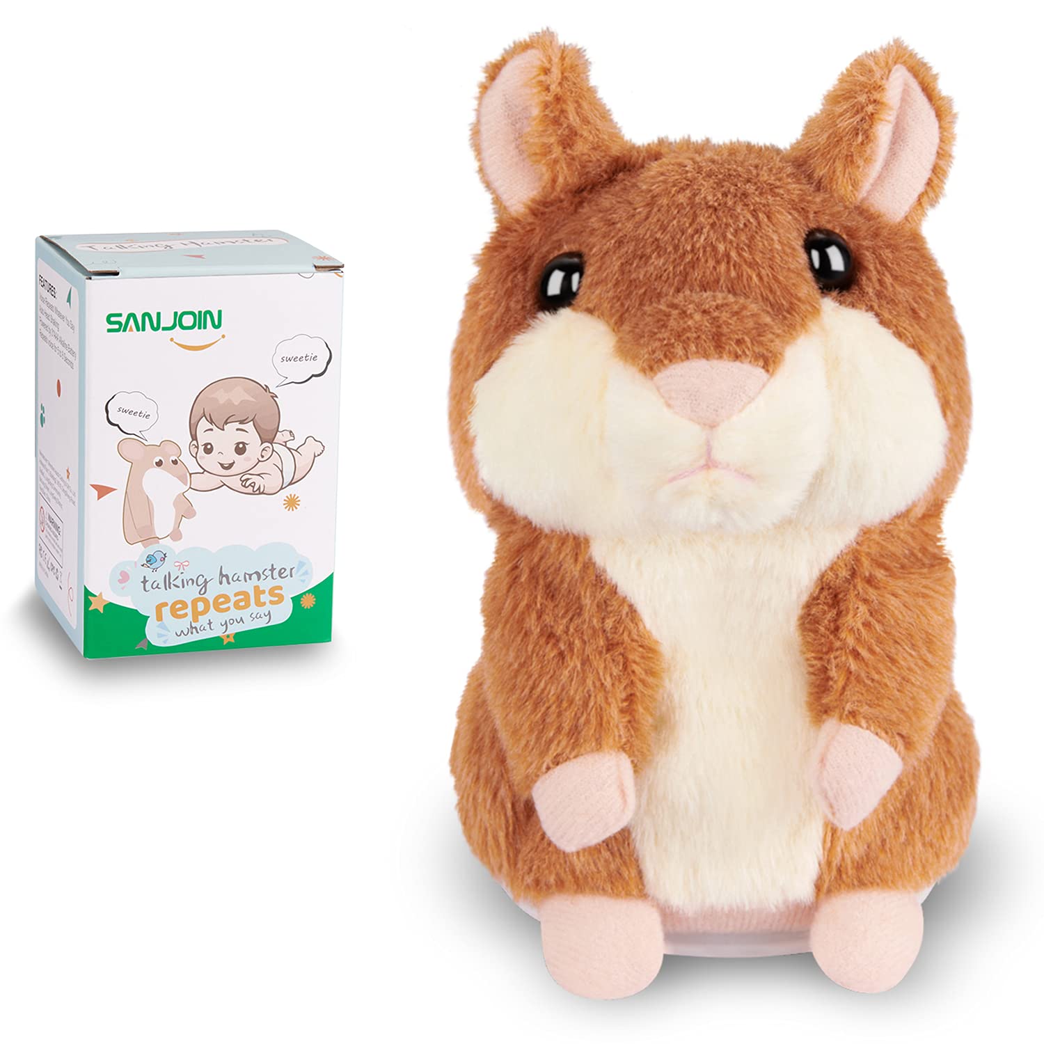 Sanjoin Toddlers Toys For 2 3 Year Old Talking Hamster Repeats What You Say, Interactive Birthday Gift, Kids Toys For Boys Girls