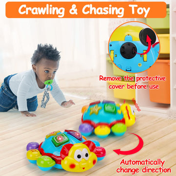 Baby Crawling Toy 6 To 12 Months Spanish English Bilingual Learning Toy For Infants 0-3-6 7 8 9 10 12-18 Months Educational Musical Light Up Toy 1 Year Old Boy Girl Gift Toddler Ladybug Tummy Time