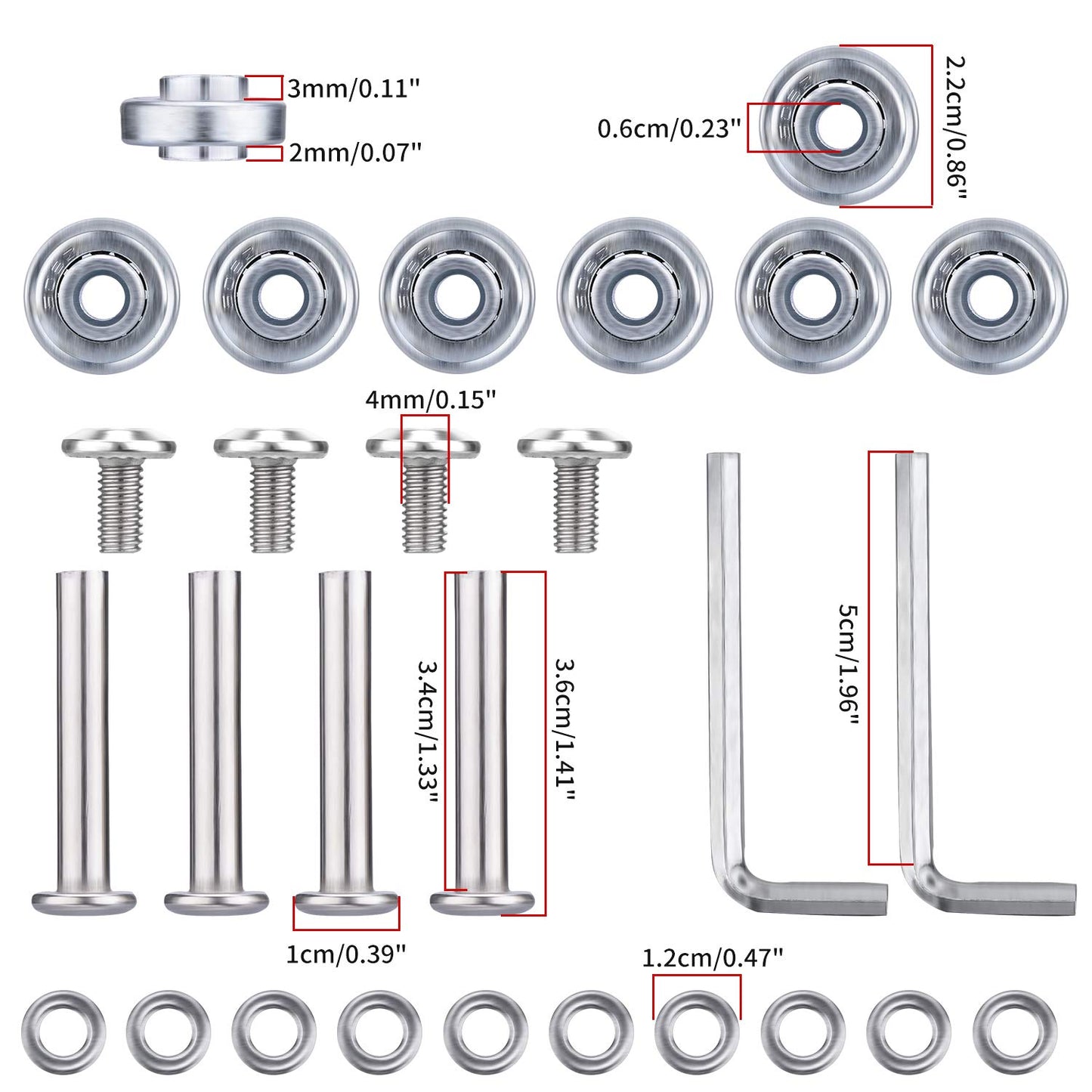 Ocgig 50X18Mm Set Of 4 Luggage Suitcase Replacement Wheels Repair Axles Repair Kit