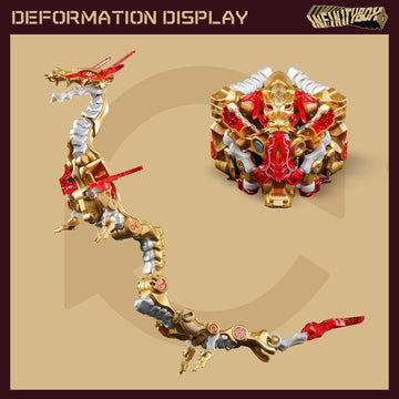 52Toys Infinitybox Ib-04 Chinese Dragon-Golden Dragon Deformation Toys Action Figure, Converting Toys In Mecha And Cube, Perfect Birthday Party Gift For Teens And Adults