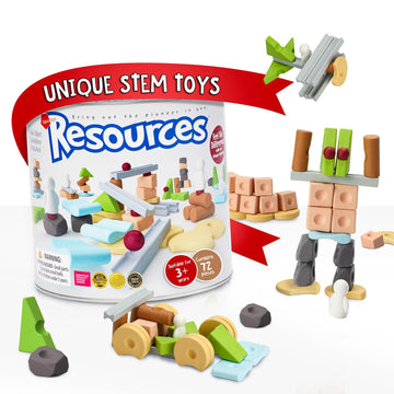 Taksa Toys Creative Unique Building Stem Toys For Kids Ages 4 5 6 7+ Educational Blocks Resources For Learning, Open-Ended Montessori Toys For Girls Boys Fine Motor Skills, Reggio Emilia Toys 72 Pcs
