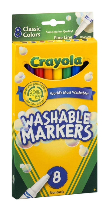 Crayola 8 Nontoxic Classic Colors Fine Line Washable Markers 8 pk (Pack of 6)