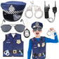 Keymall Kids Police Officer Costume 6 Pcs Cop Accessories Set Including Hat Vest Sunglasses Badge Handcuff Walkie Talkie For Halloween