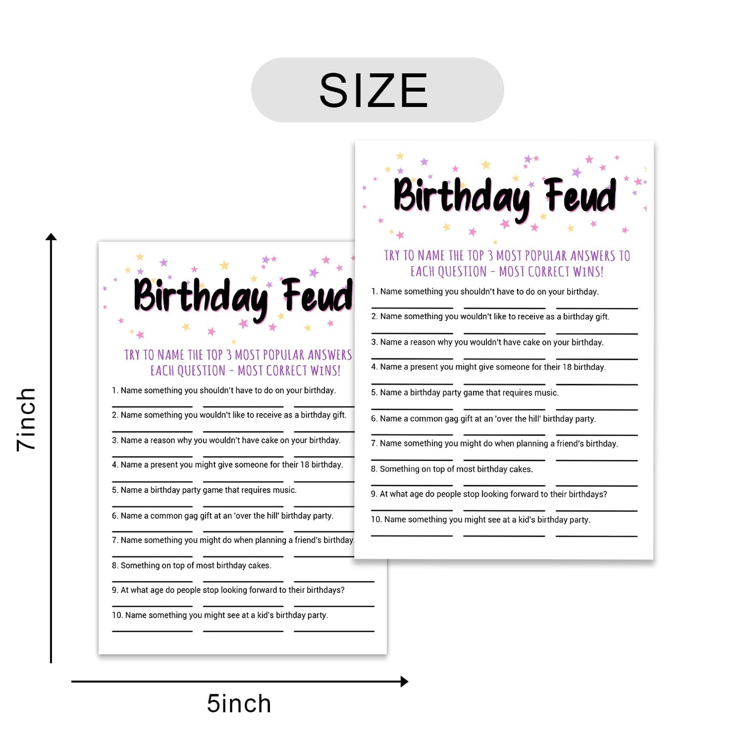 mature-themed Birthday Party Game  Birthday Feud Birthday Game Cards  mature-themed Birthday Party Game  Fun Novelty Cards for Birthday  Birthday Party Supplies Game Idea  5 * 7 inches