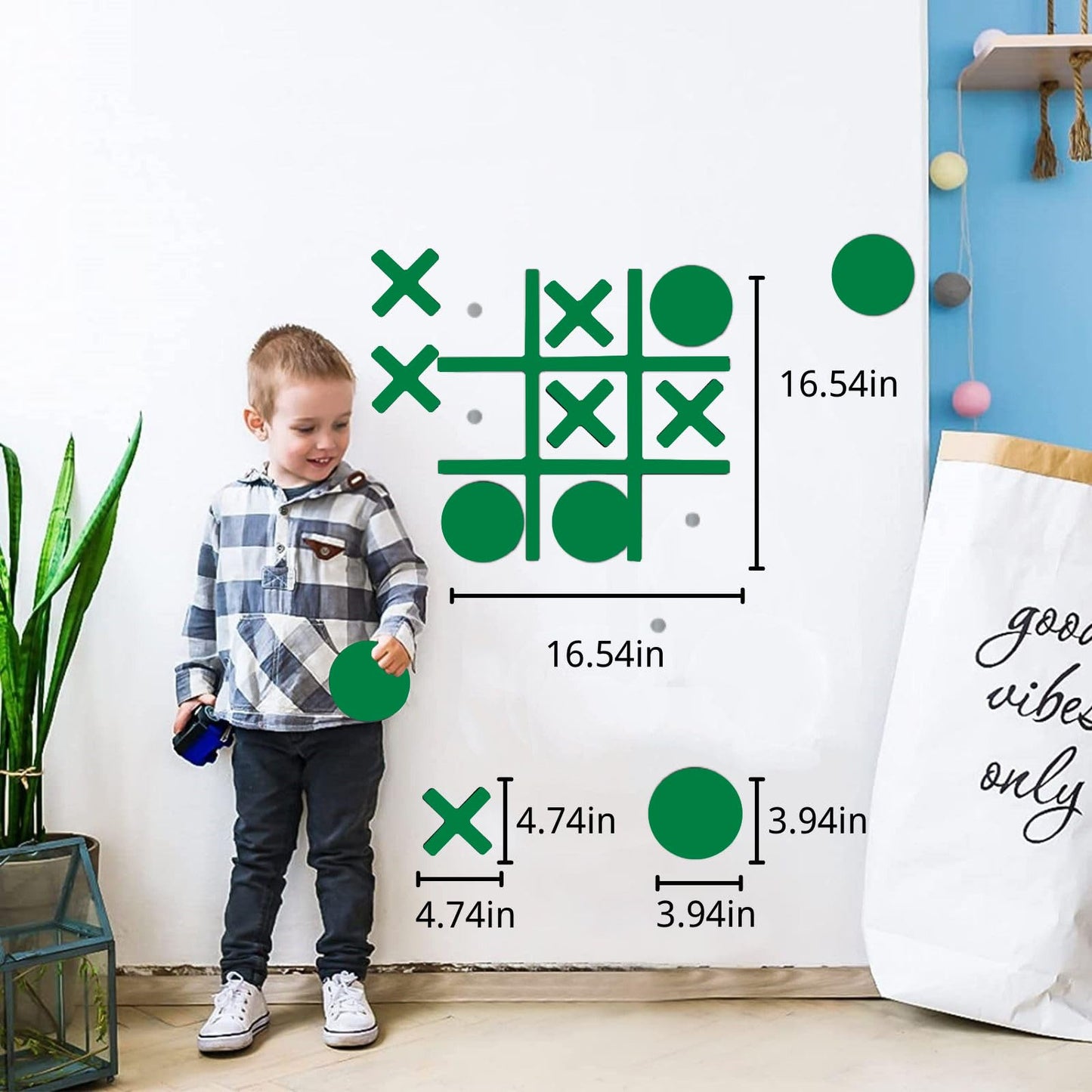 Magnetic Tic Tac Toe Wall-Mount Game,Game Room Decor,Playroom Decor,Hallway Decor, Modern Wall Decals For Kids Room,Classroom&Of