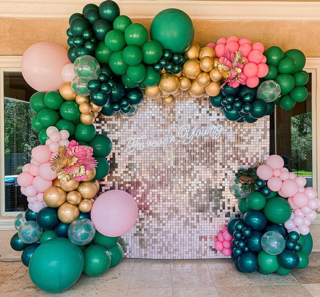 Bezente Dark Green Giant Balloons 36 Inch - 8 Pack Jumbo Green Balloons Large Round Emerald Green Latex Balloons For Baby Shower