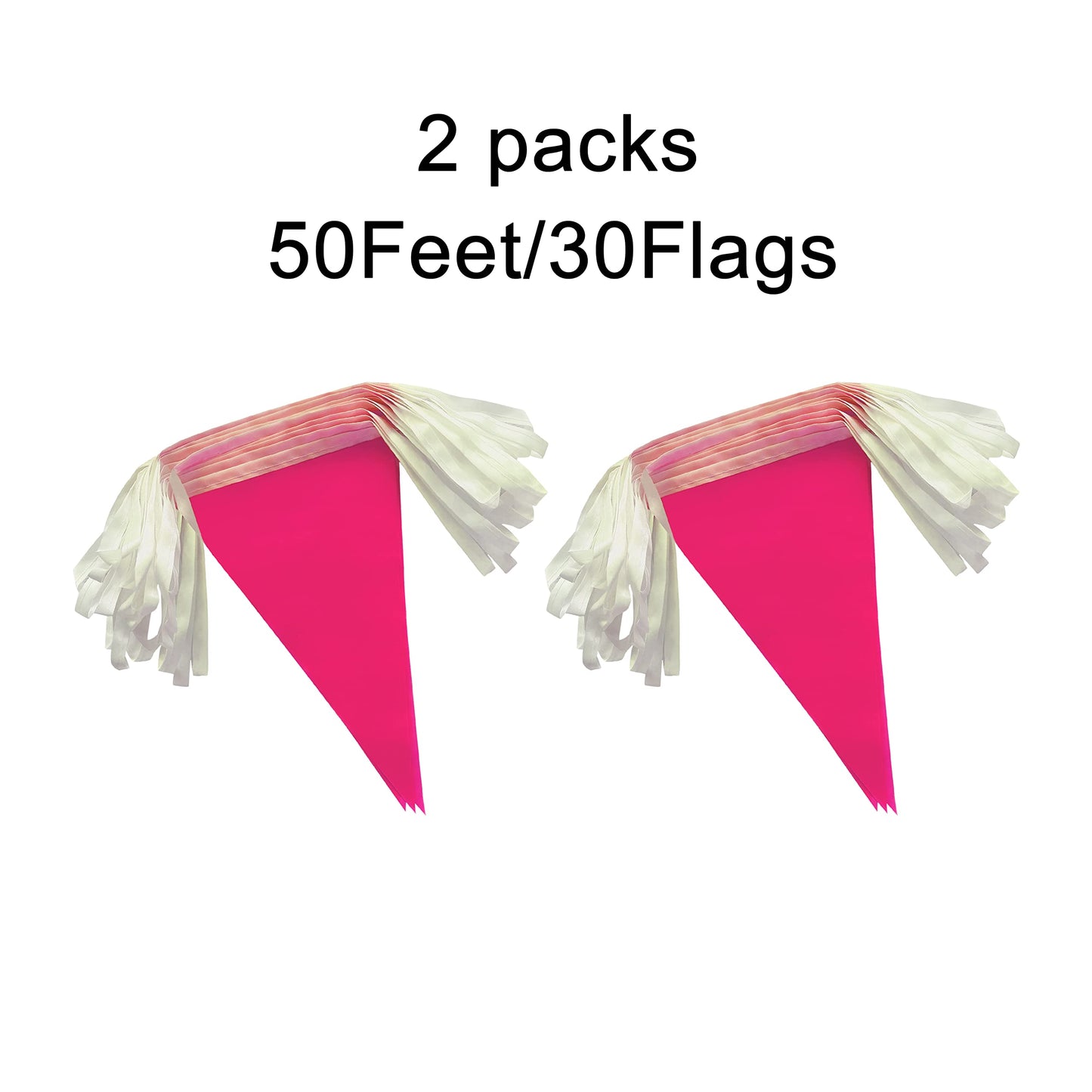 Lybutty 100 Feet Pink Pennant Banners Flags String Hanging Triangle Bunting Flags,Party Decorations For Grand Opening,Kids Birth