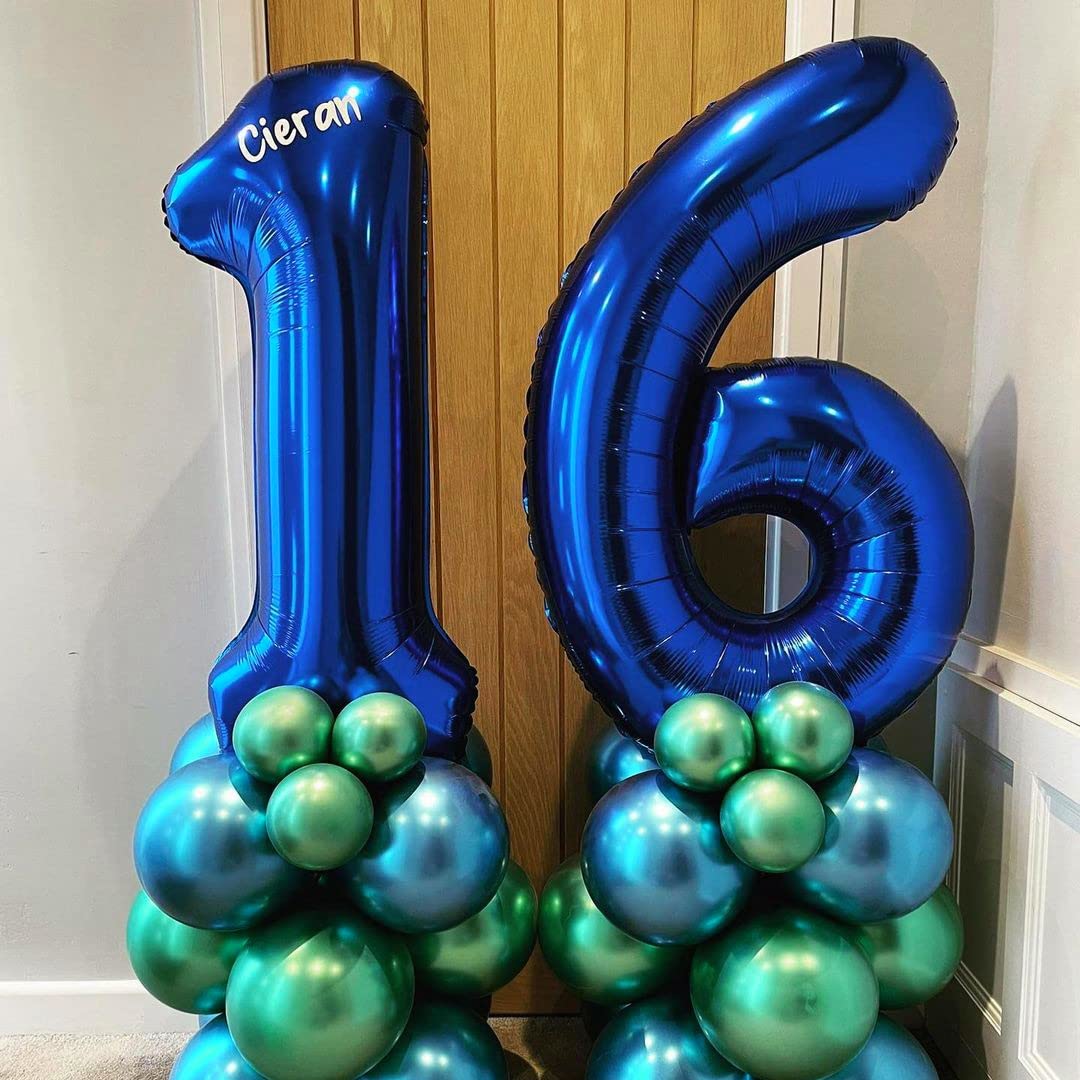 Navy Blue 16 Balloon Numbers,40 Inch Dark Blue 16 Or 61 Birthday Balloons Large Foil Mylar Balloons Number 16 For Birthday Party Anniversary Decorations