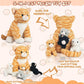 5 Pcs Cat Stuffed Animals With Babies Inside, 12 Inch Mommy Plush Cat Toy With 4 Kitten Babies In Zippered Pouch, Nurturing Mom