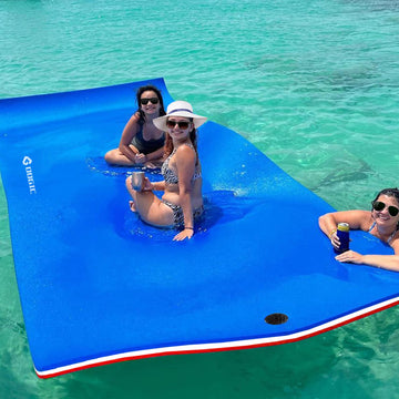 Strpretty Basic Floating Water Mat, 11X5 Ft Water Floating Pad With Rolled Pillow For Lake Ocean Beach, 3 Layers Foam Lily Pad F