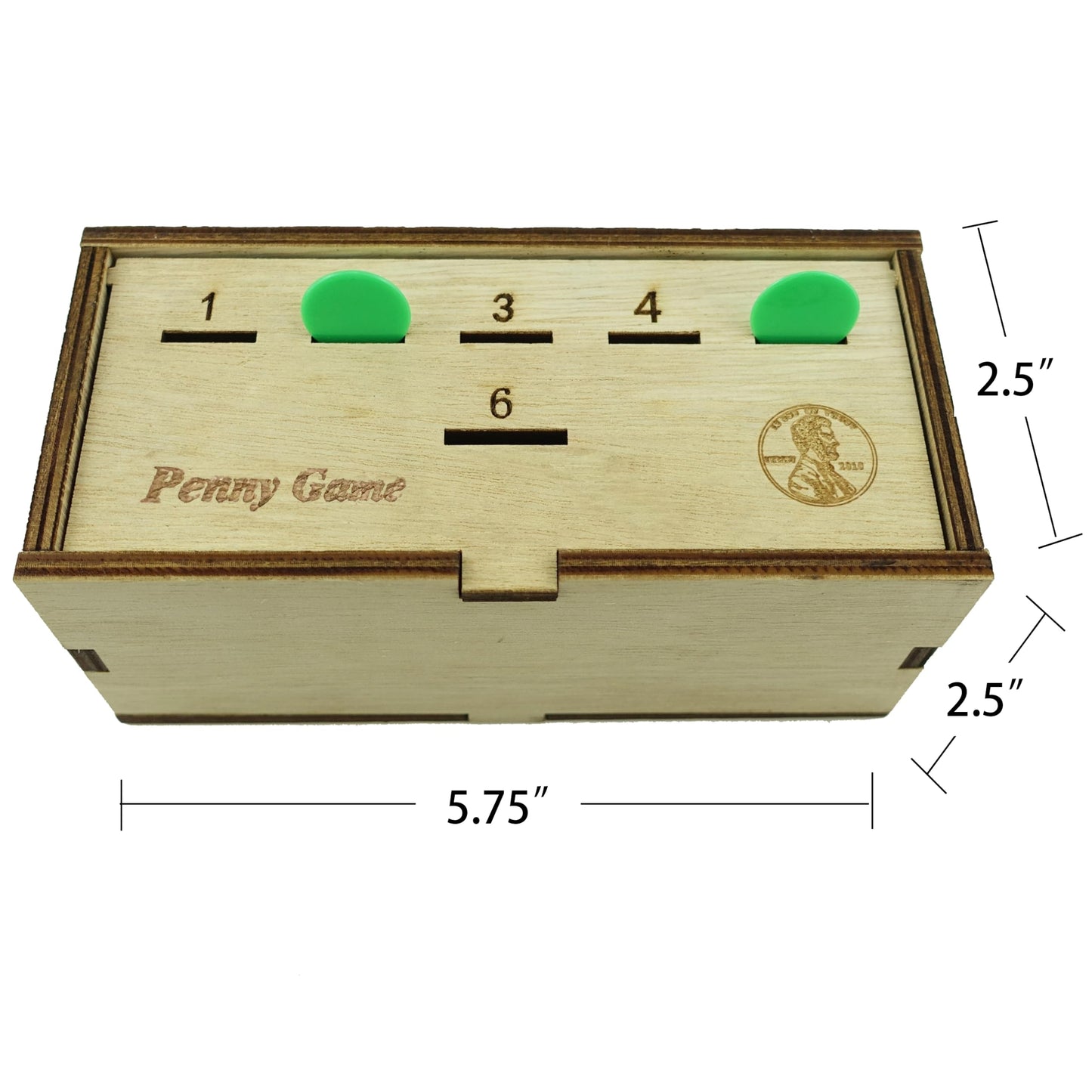 YIPPLE Penny Game - Fun Board Game for 2-6 Players, Wooden Box, Green Color, Simple & Strategic Dice Game