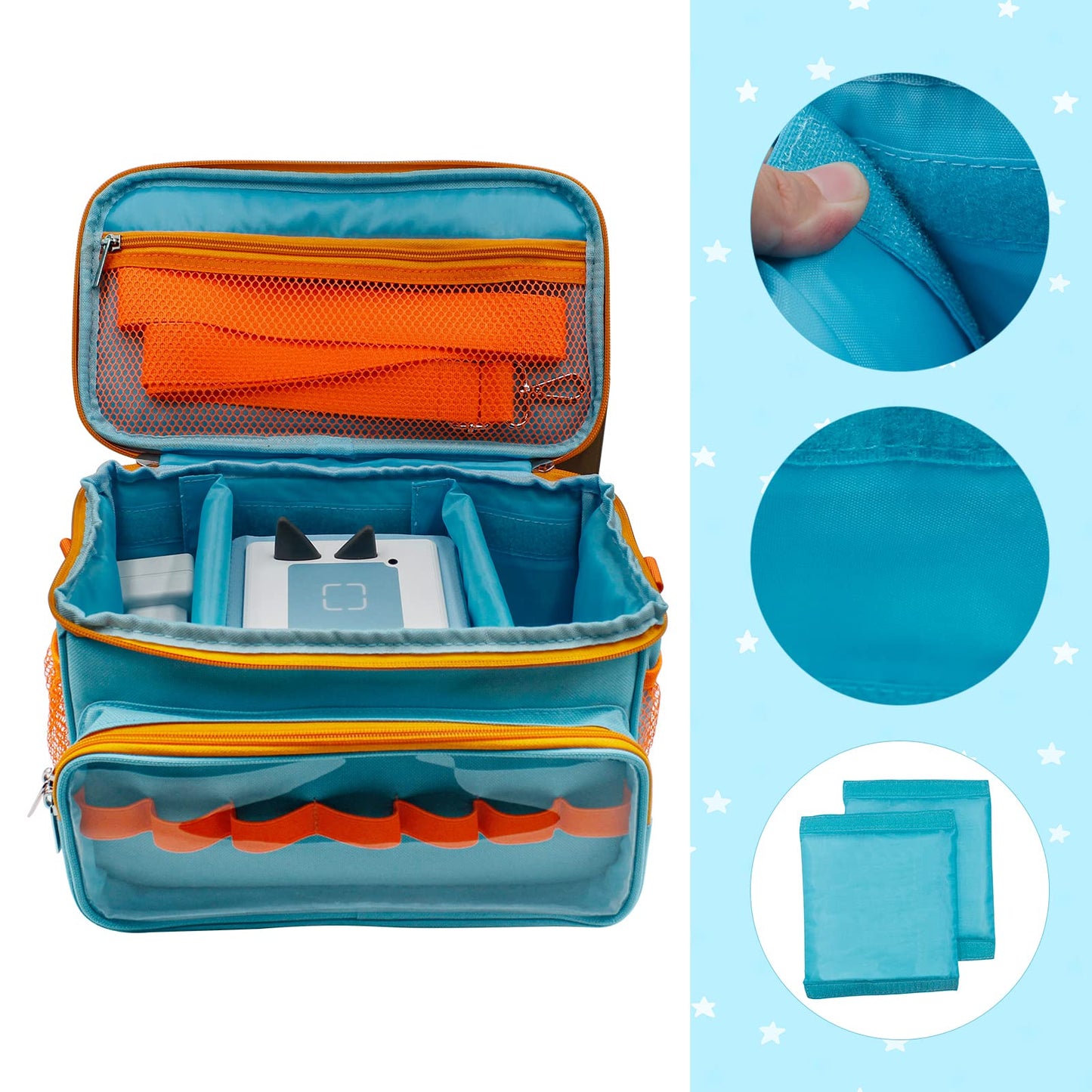 Sun3drucker Carrying Case for Toniebox - Large Blue Polyester Travel Bag for Accessories, Headphones & Charging Station, Model TN010