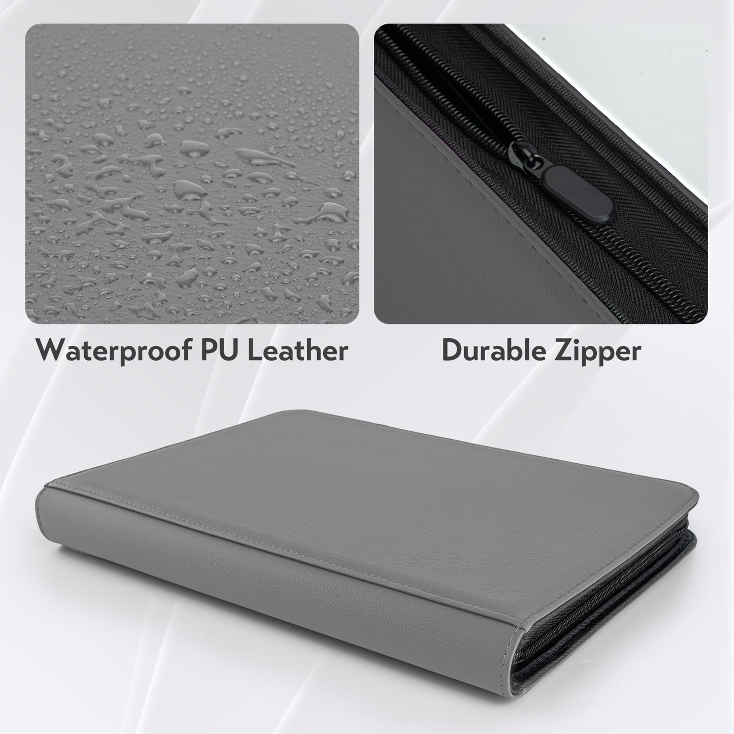 Card Binder 9 Pocket for 360 Cards - enhanced Trading Card Binder with Sleeves Protection  Side Loading Card Collection Binder for TCG  MTG  YGO  One Piece Collectible Cards (Grey)