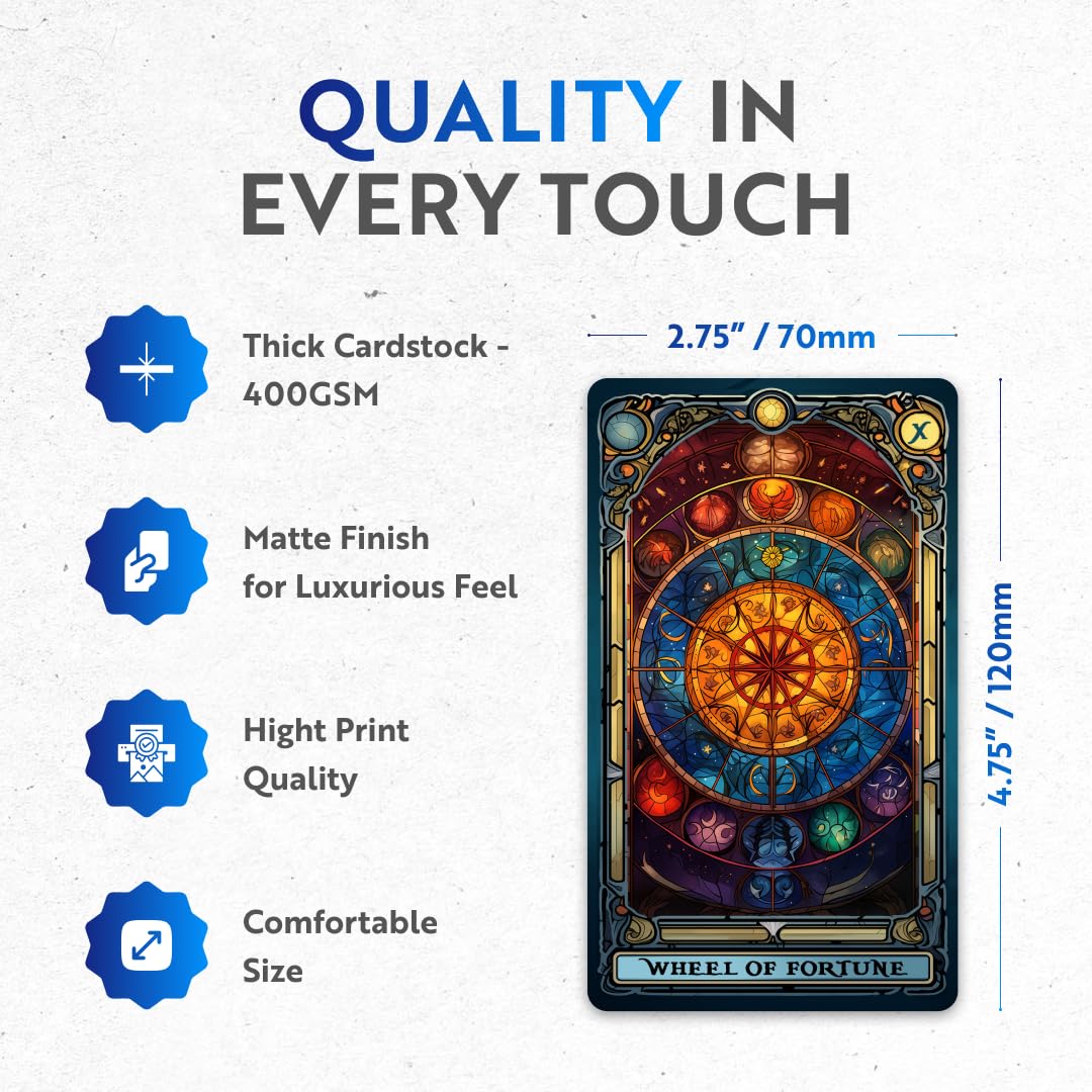 Crafterian Stained Glass Tarot Cards, 78 Tarot Deck With Foil Edges, Original Tarot Cards For Beginners And Experts With Guide B