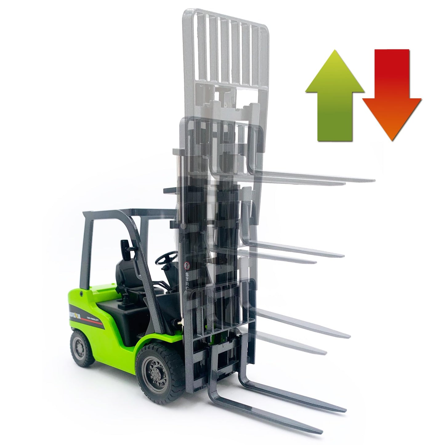 Qcar 1:50 Scale Forklift Toy - Heavy Metal Construction Vehicle, Green