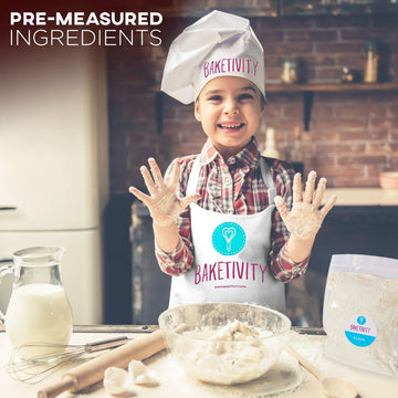 Baketivity Kids Baking Diy Activity Kit - Bake Delicious Confetti Muffins With Pre-Measured Ingredients - Best Gift Idea For Boy