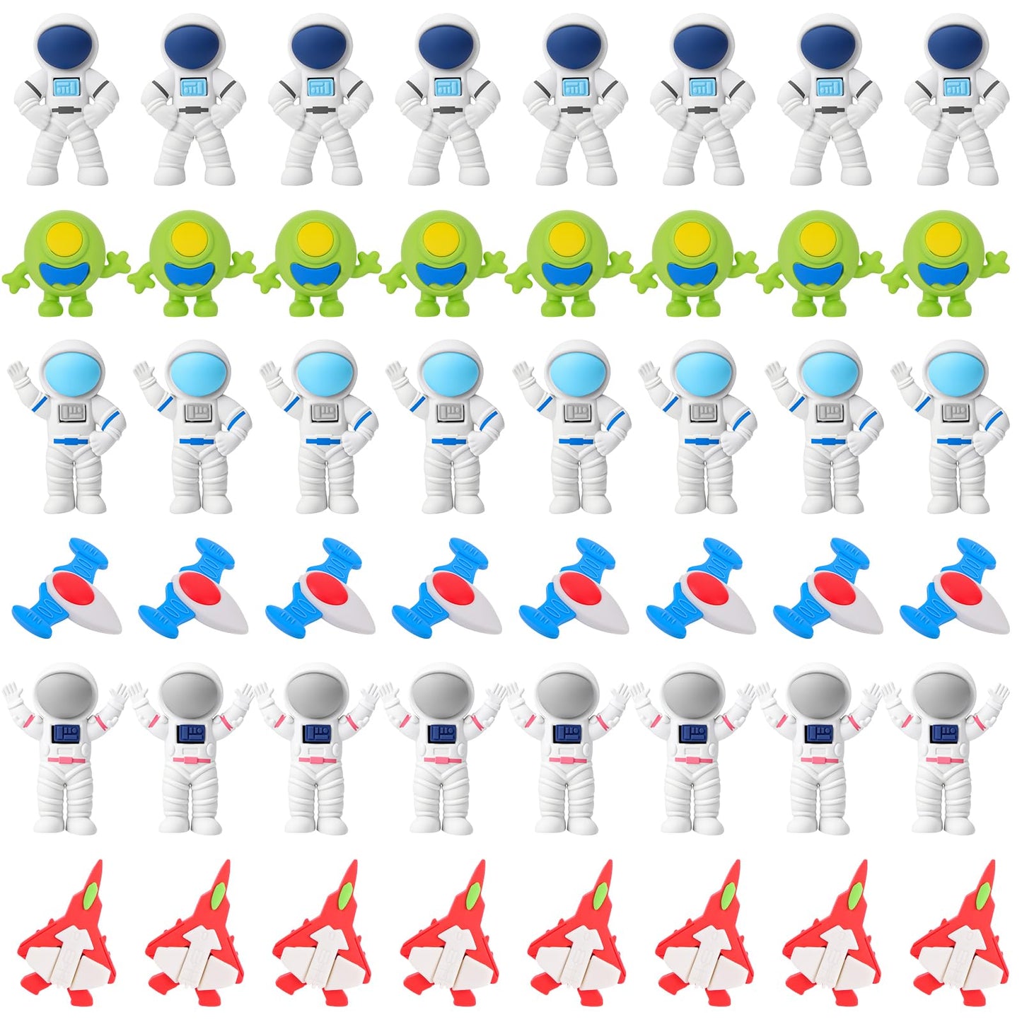 Resurhang 24 Pcs Space-Themed Eraser Astronaut Figure Party Favors Outer Party Favors for Prizes Supplies (Astronaut)