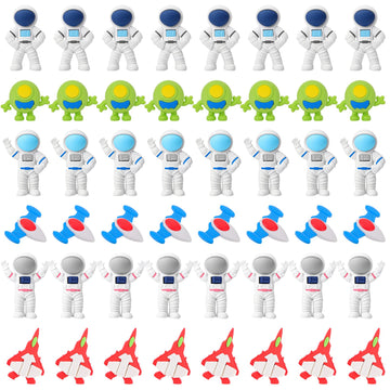 Resurhang 24 Pcs Space-Themed Eraser Astronaut Figure Party Favors Outer Party Favors for Prizes Supplies (Astronaut)