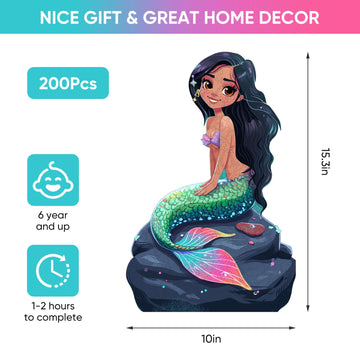 Reouinty Wooden Puzzle For Adults, Mermaid Wooden Jigsaw Puzzles(15.3 * 23.4In-500Pcs), Beautiful Wooden Puzzle With Box Birthda