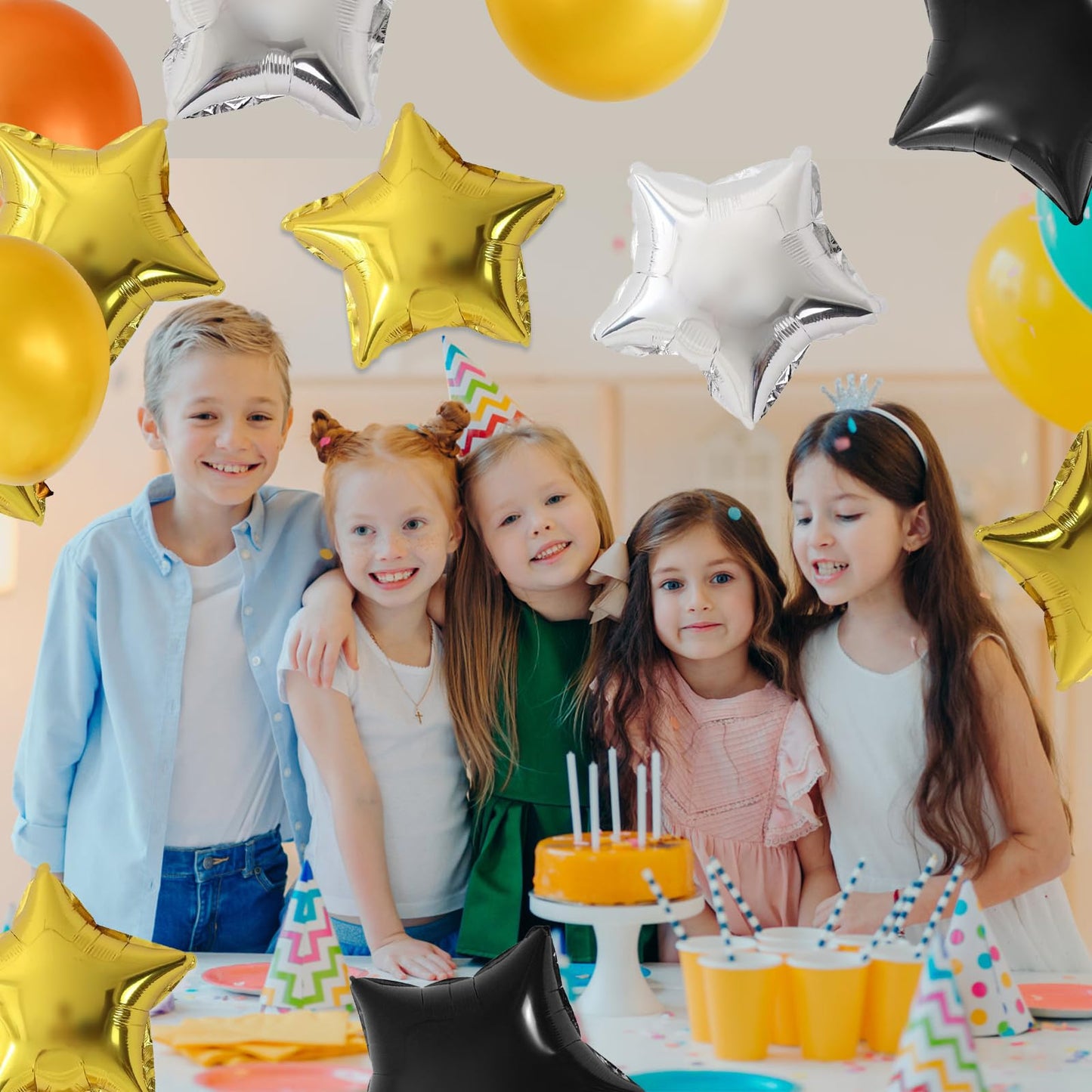 Black Gold Foil Star Balloons, 18 Inches Star Foil Balloons For Helium, 10 Pcs Black Gold Silver Helium Birthday Balloons, Party