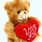 Plushland Stuffed Mocha Heart Bear - Plush Bear Toy For Kids & Adults - Embroidered Heart Pillow - Brown-9 Inches
