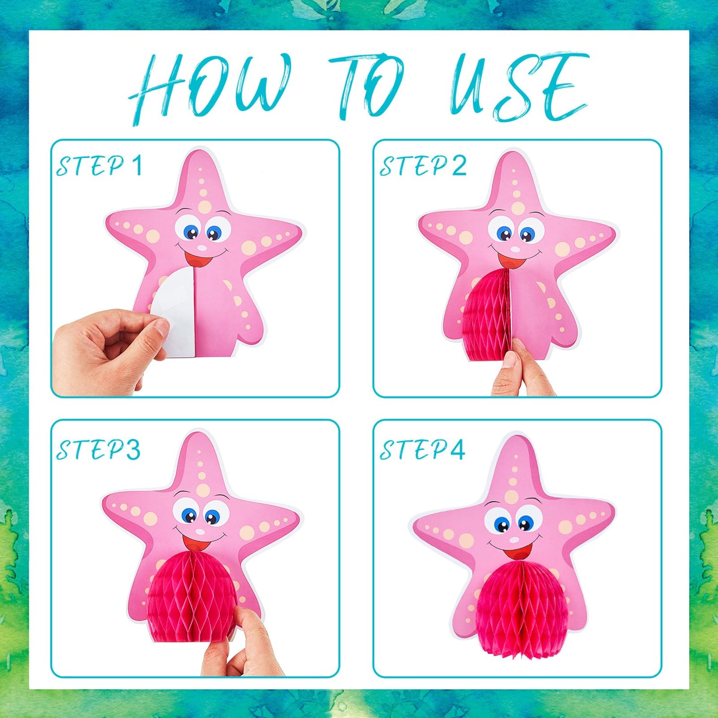 12 Pieces Under The Sea Party Decorations Ocean Sea Animal Honeycomb Centerpiece Ocean Themed Party Table Decoration Fish Sea Cr