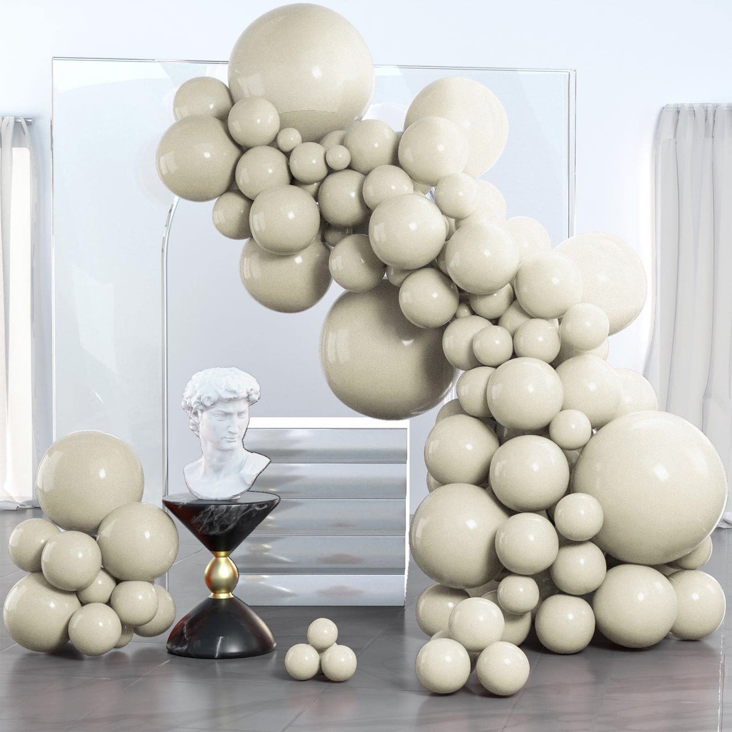 Partywoo White Sand Balloons, 85 Pcs Boho White Balloons Different Sizes Pack Of 18 Inch 12 Inch 10 Inch 5 Inch Sand White Balloons For Balloon Garland Balloon Arch As Party Decorations, White-F12