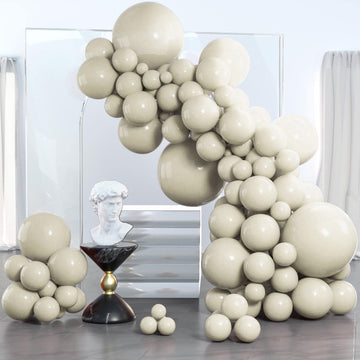 Partywoo White Sand Balloons, 85 Pcs Boho White Balloons Different Sizes Pack Of 18 Inch 12 Inch 10 Inch 5 Inch Sand White Balloons For Balloon Garland Balloon Arch As Party Decorations, White-F12