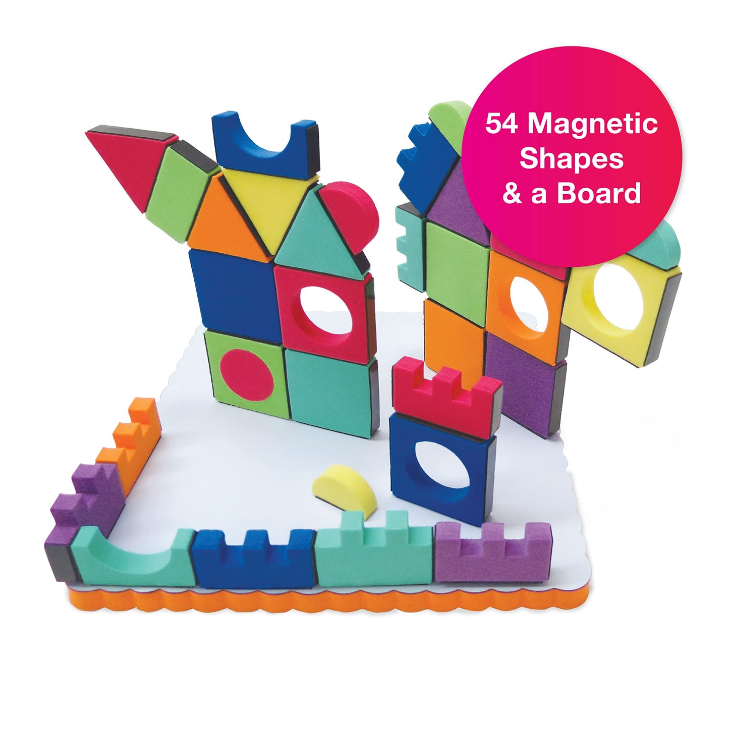 Edushape Magic Shapes Magnetic Foam Building Blocks, 54 Piece